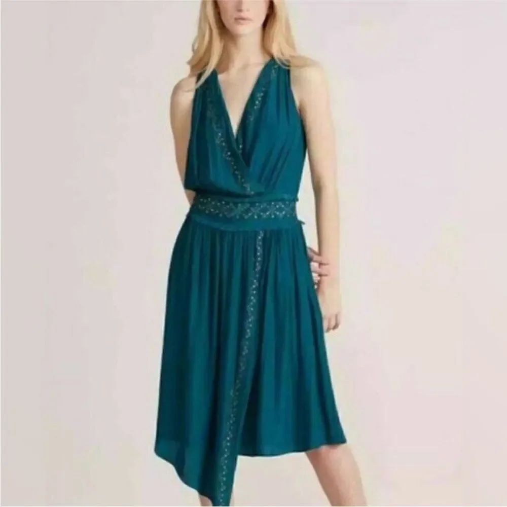 Ramy Brook Elegant Teal Sleeveless Dress, XXS